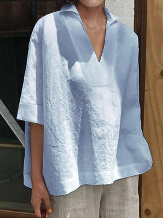 Lauren – Minimalist V-Neck Tunic Top