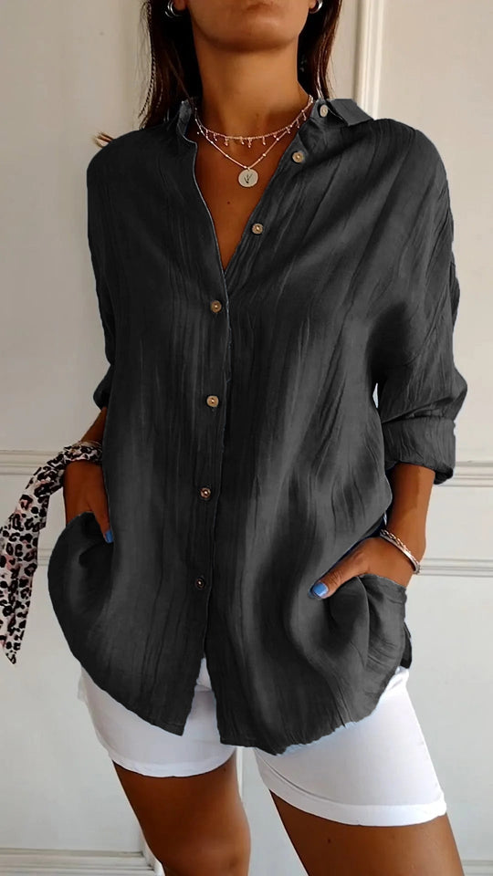 Pegeen – Button-Up Linen Blouse for Women