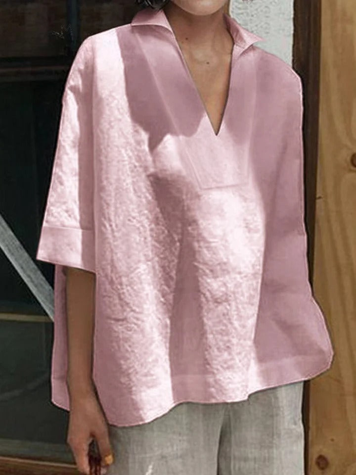 Lauren – Minimalist V-Neck Tunic Top