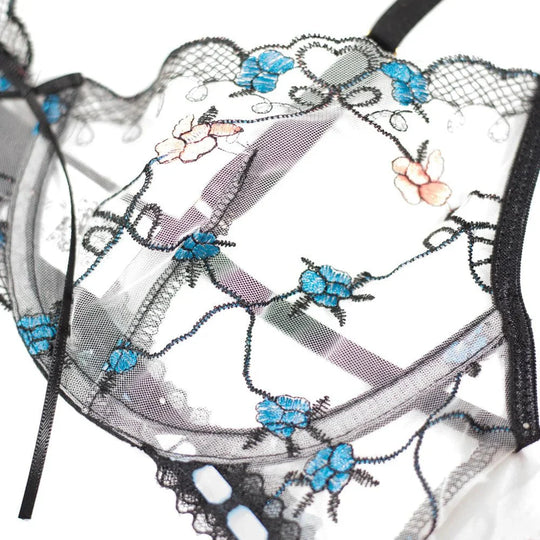 Amélis – Embroidered Lace Lingerie Set for Women