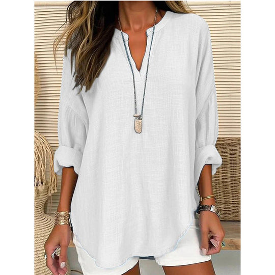 Metta – Relaxed V-Neck Tunic Blouse for Women