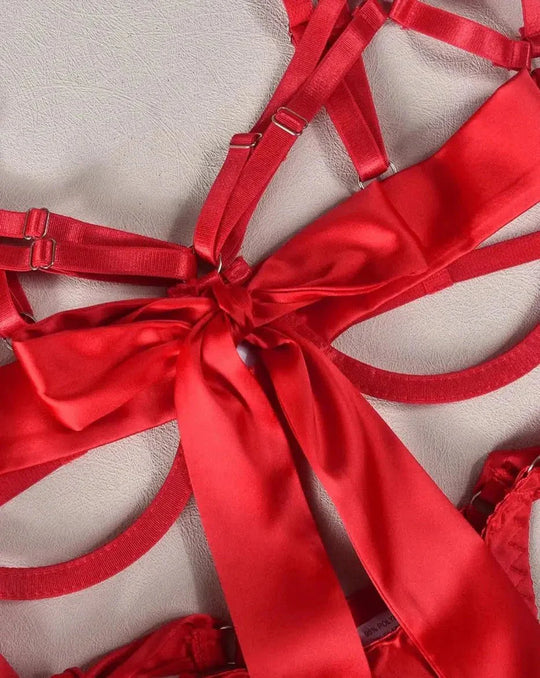 Noirea – Satin Bow Lingerie Set