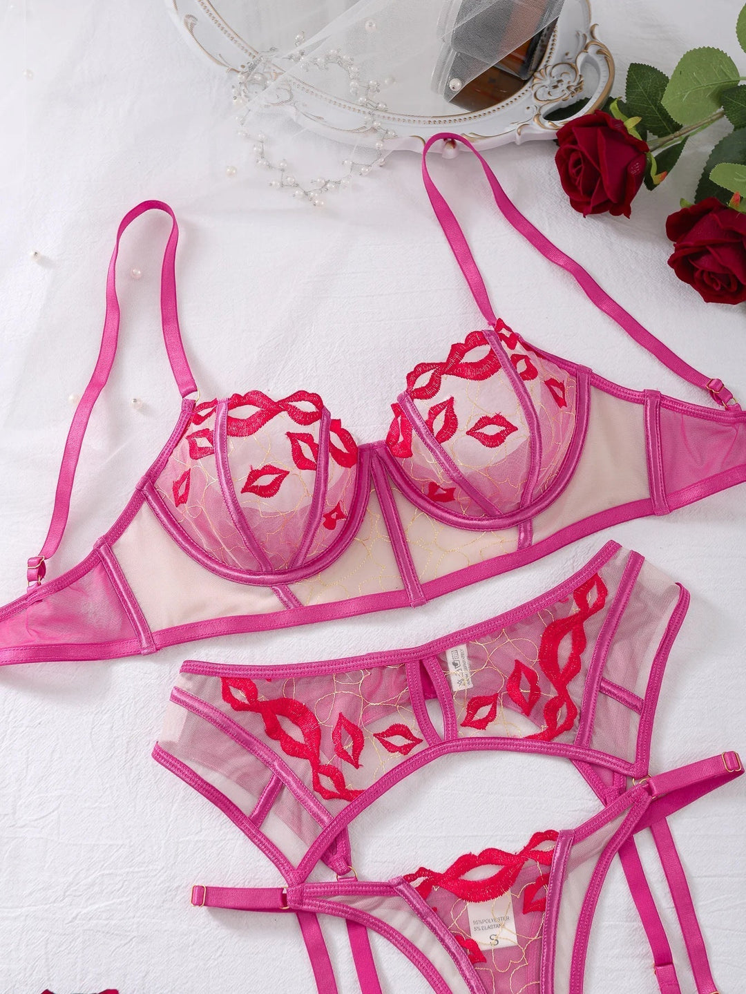 Nova – Kiss Embroidered Lingerie Set