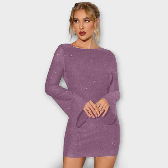Anera – Backless Sequin Dress with Long Sleeves