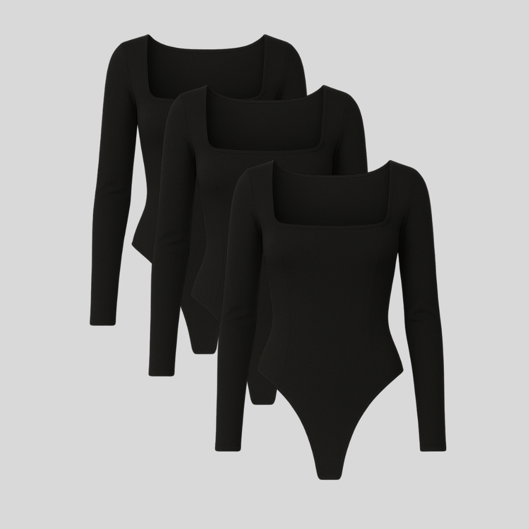 Shapewear - Long Sleeve Thong Bodysuits 3-Pack