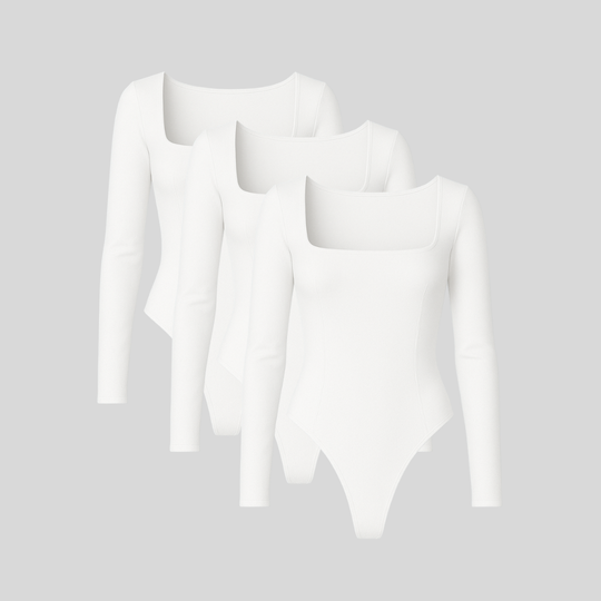 Shapewear - Long Sleeve Thong Bodysuits 3-Pack