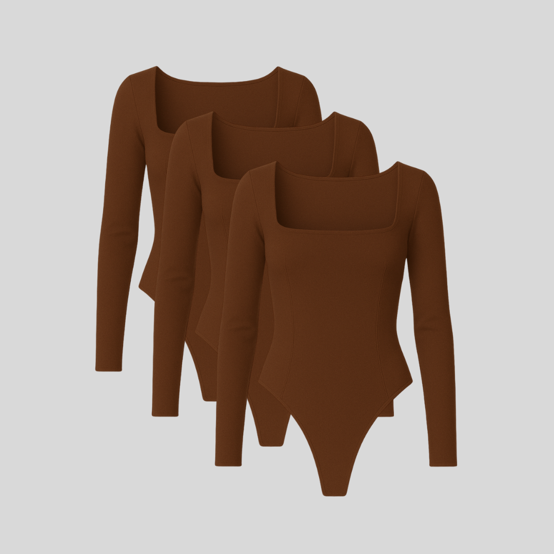 Shapewear - Long Sleeve Thong Bodysuits 3-Pack