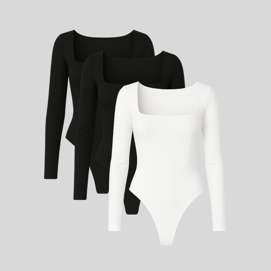 Shapewear - Long Sleeve Thong Bodysuits 3-Pack