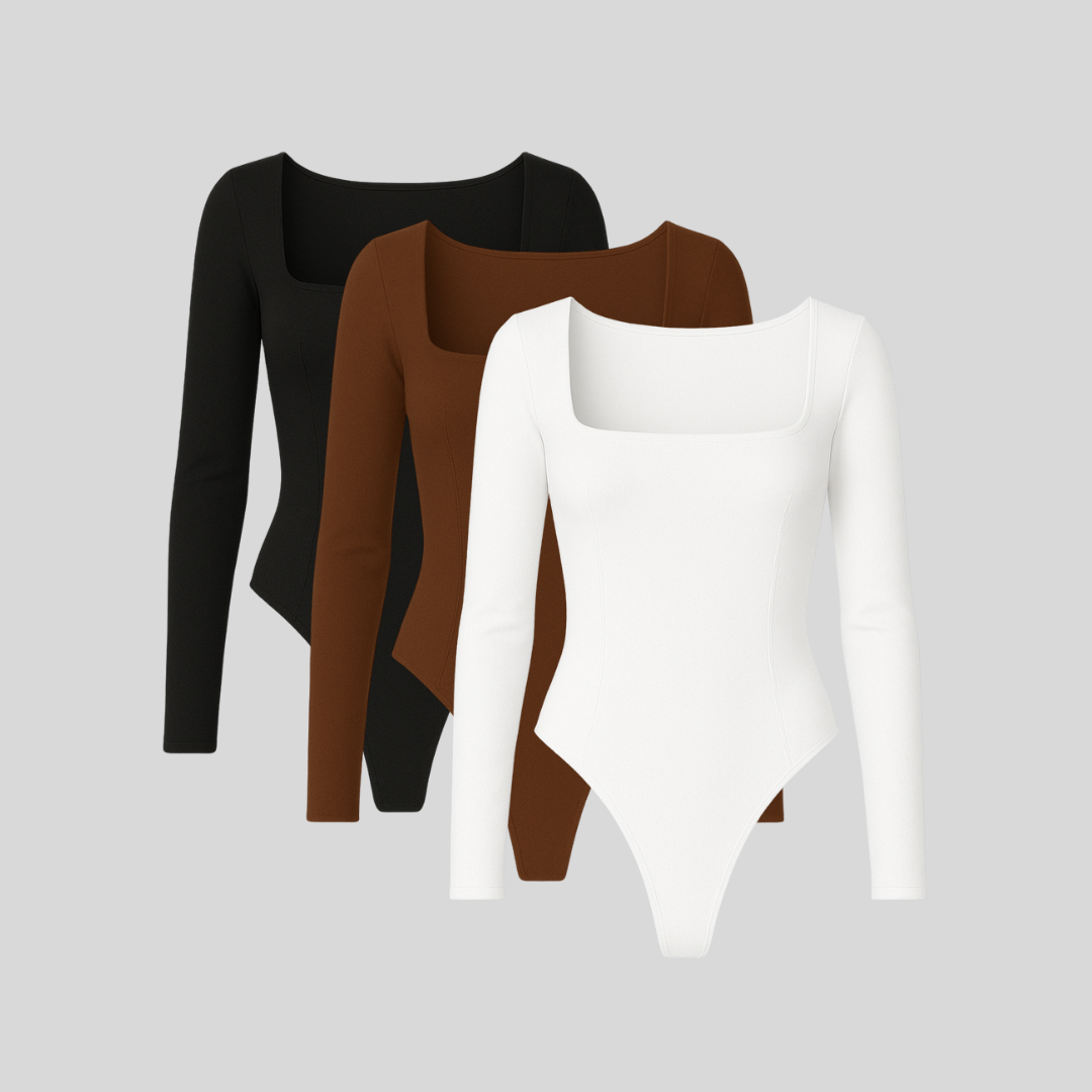 Shapewear - Long Sleeve Thong Bodysuits 3-Pack