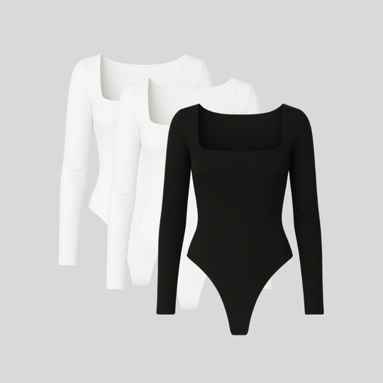Shapewear - Long Sleeve Thong Bodysuits 3-Pack