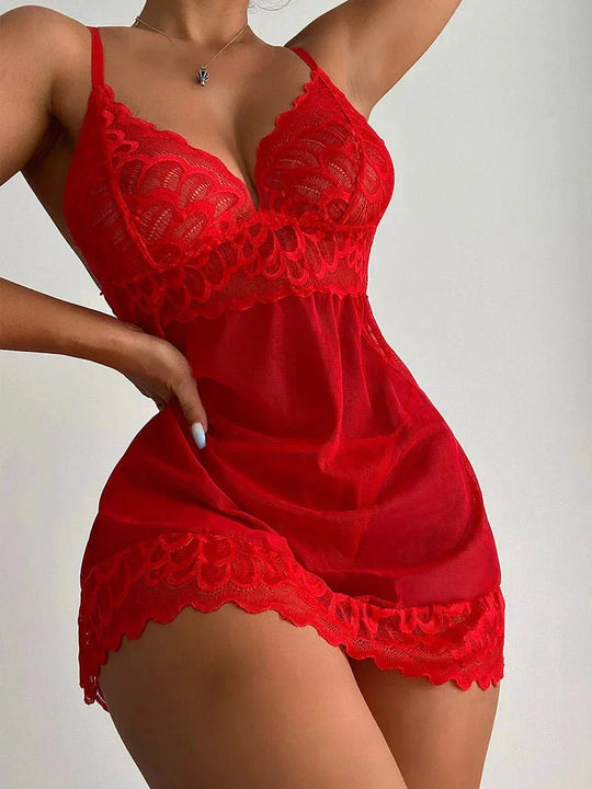 Shaina – Scarlet Lace Nightdress for Women