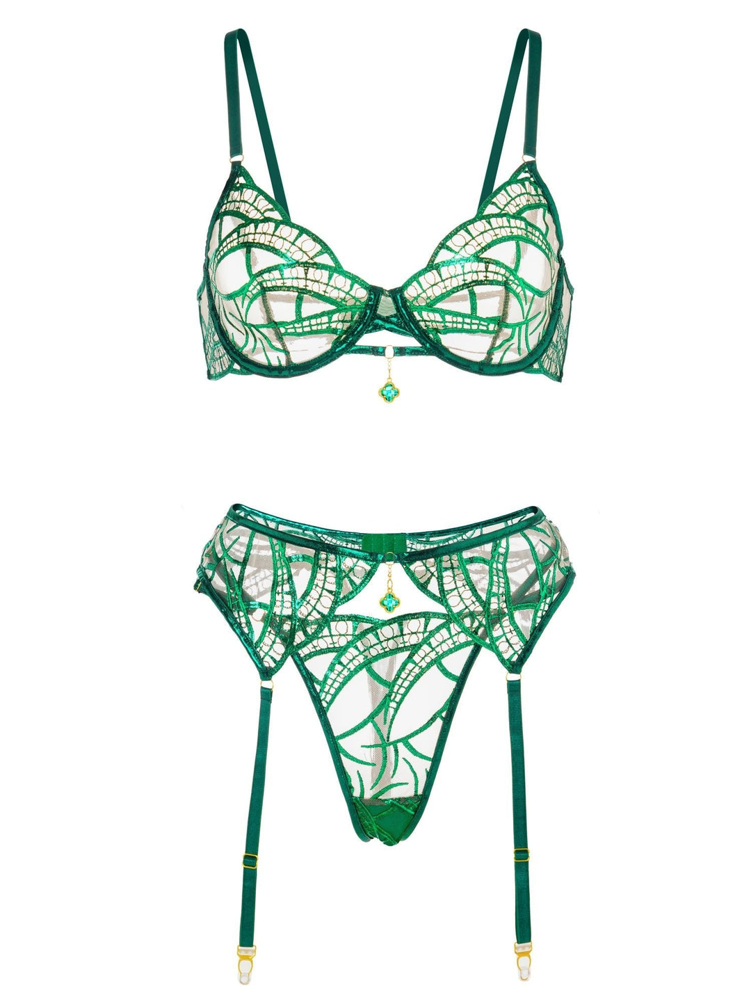 Serelina – Metallic Lace Lingerie Set for Women