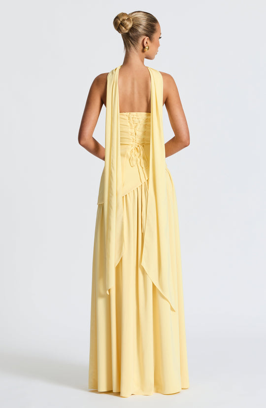 Nuvessa – Draped Strapless Colorblock Gown for Women