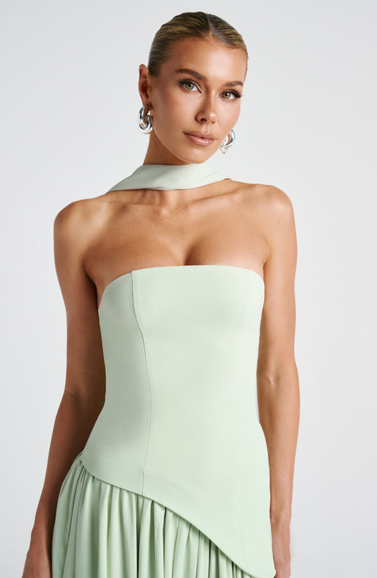 Nuvessa – Draped Strapless Colorblock Gown for Women