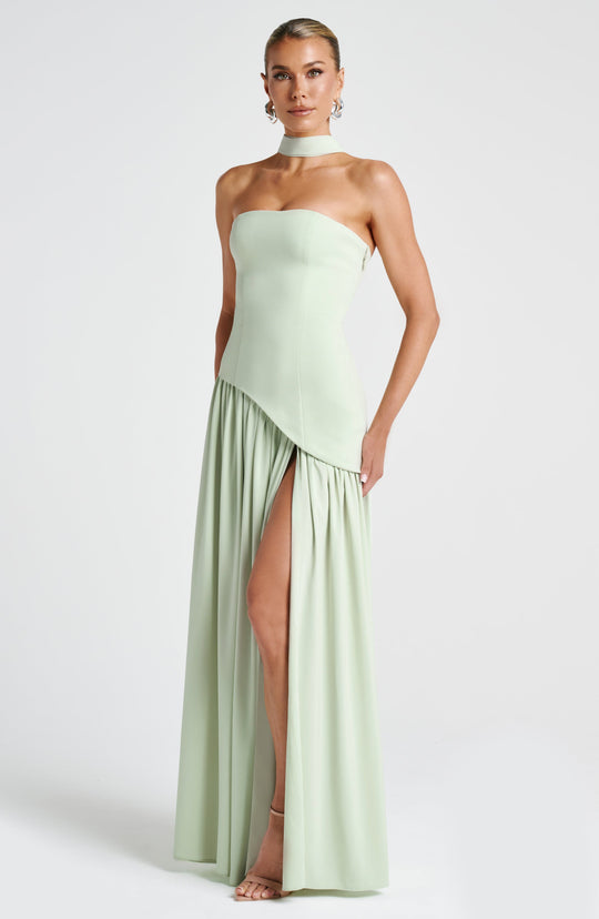 Nuvessa – Draped Strapless Colorblock Gown for Women