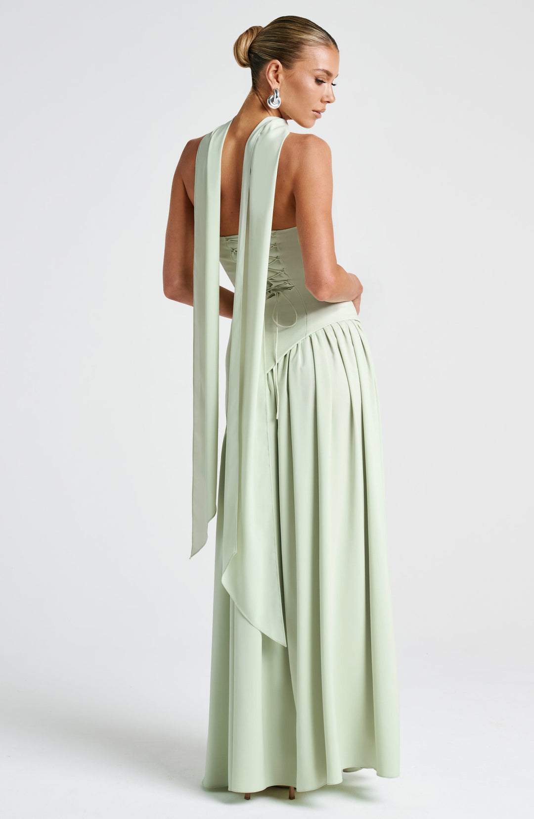 Nuvessa – Draped Strapless Colorblock Gown for Women