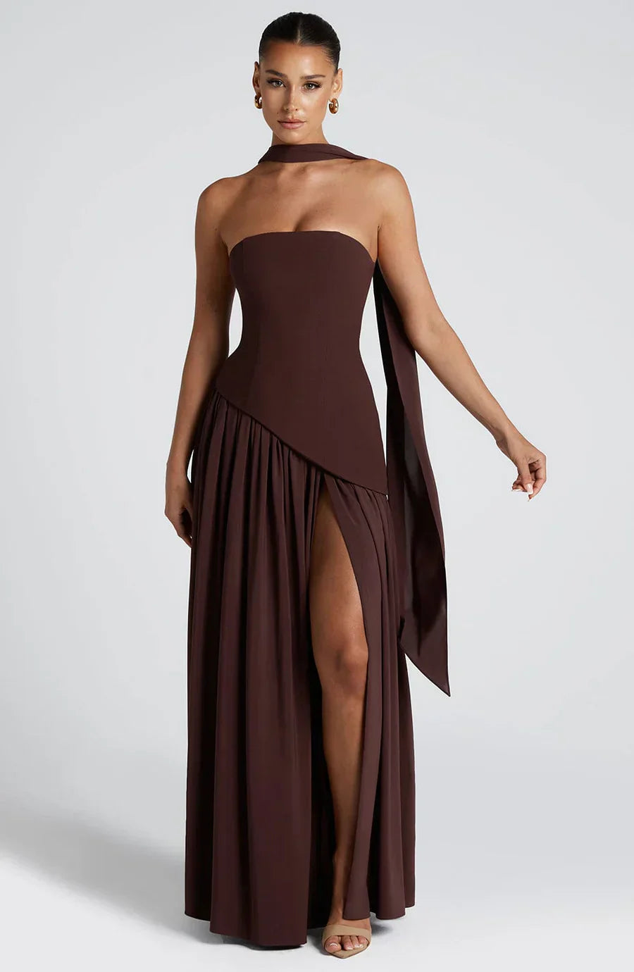 Elisabeth – Strapless High-Slit Evening Gown for Women