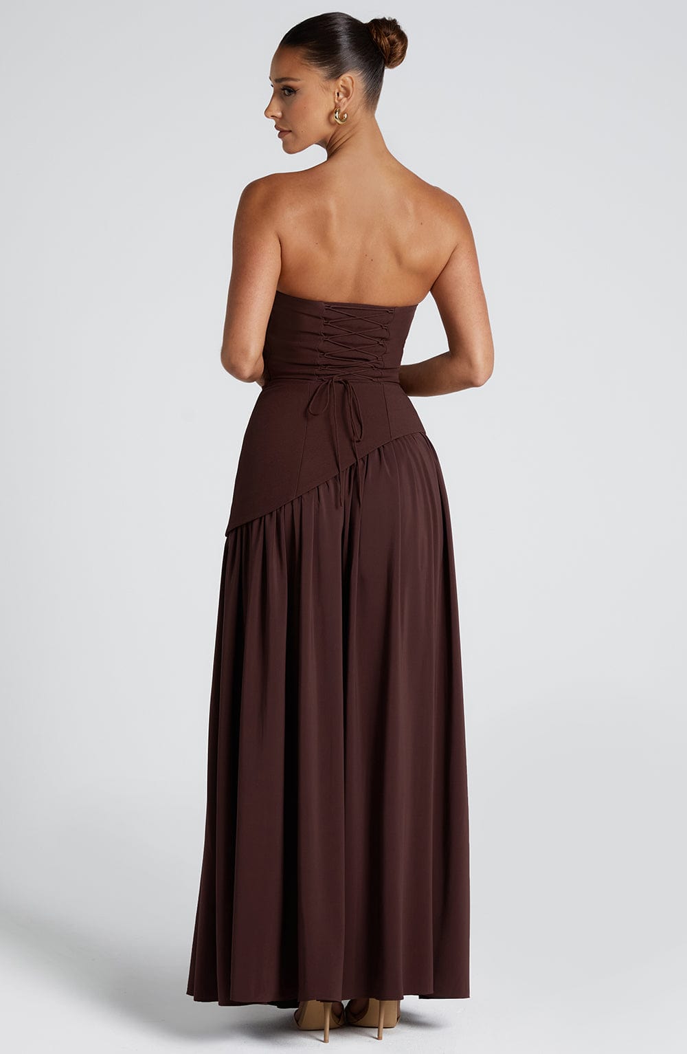 Nuvessa – Draped Strapless Colorblock Gown for Women