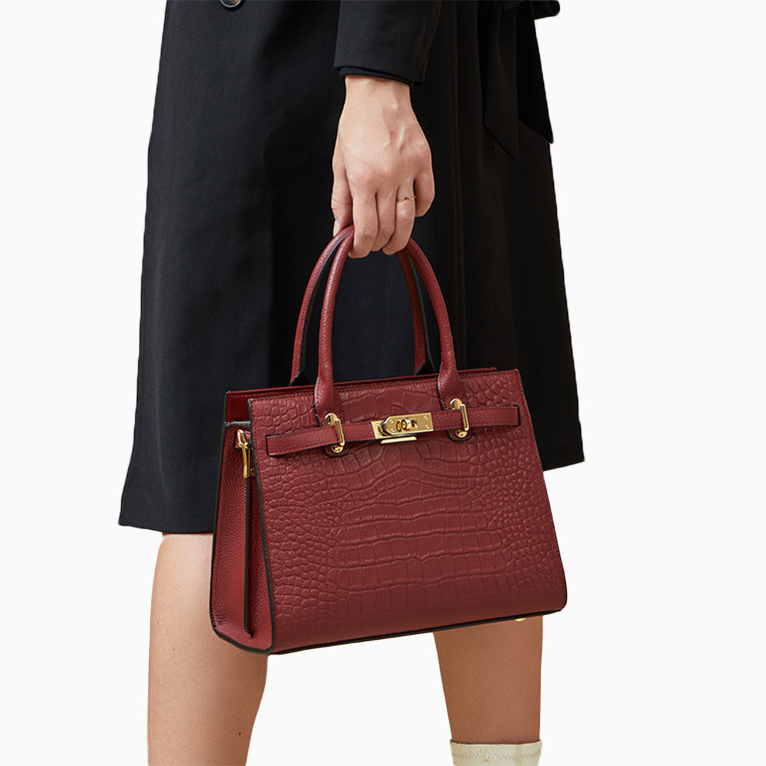 Nevaeh – Classic Crocodile-Embossed Leather Handbag for Women