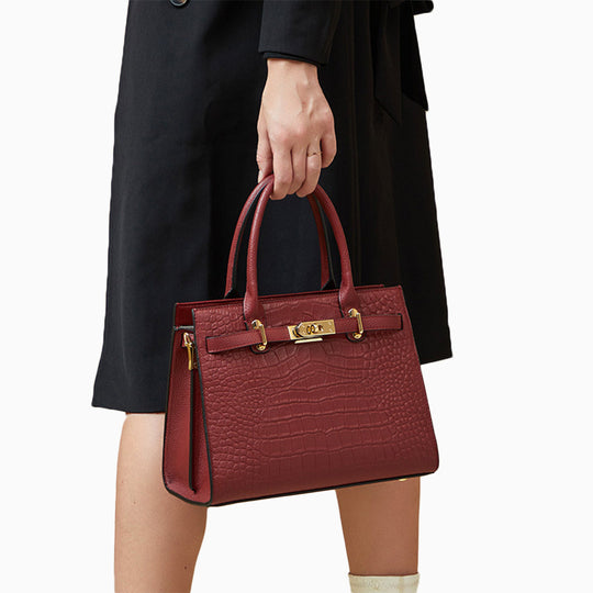Nevaeh – Classic Crocodile-Embossed Leather Handbag for Women