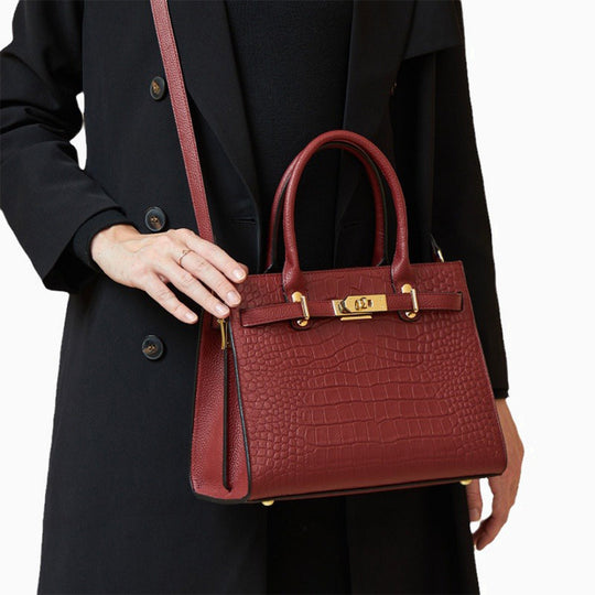 Nevaeh – Classic Crocodile-Embossed Leather Handbag for Women
