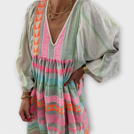 Ysolde – Boho Maxi Dress with Embroidery Details