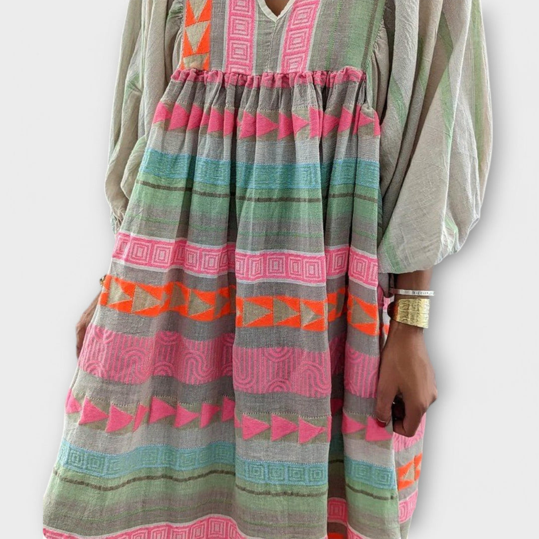 Ysolde – Boho Maxi Dress with Embroidery Details