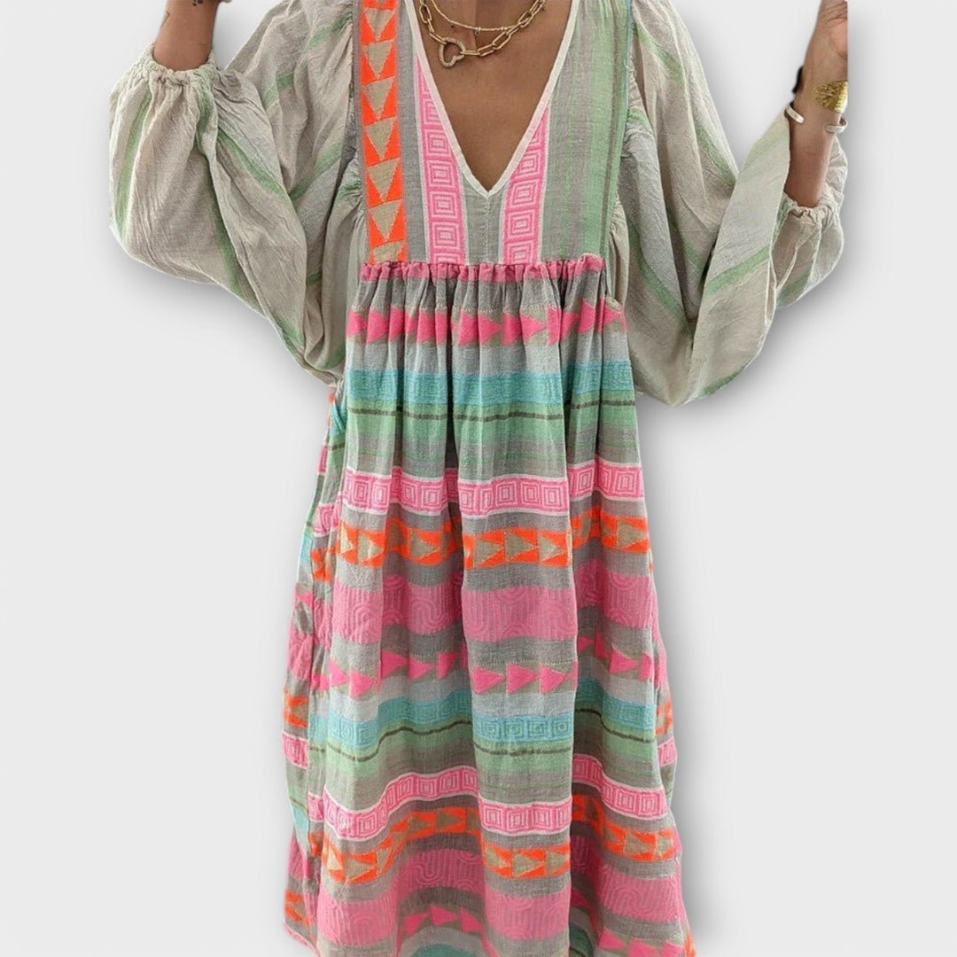 Ysolde – Boho Maxi Dress with Embroidery Details