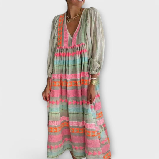 Ysolde – Boho Maxi Dress with Embroidery Details