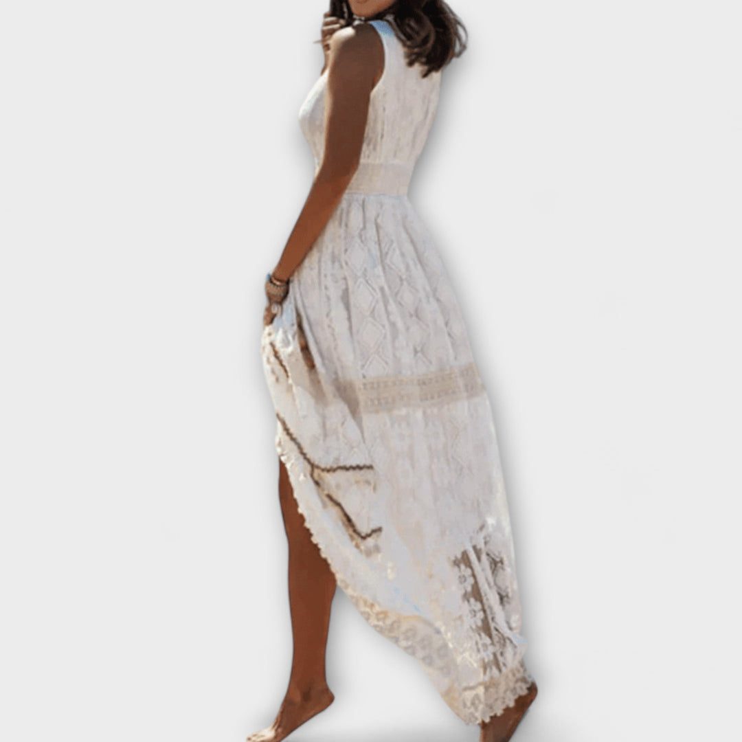 Taliana – Boho Maxi Dress with Lace and Slit