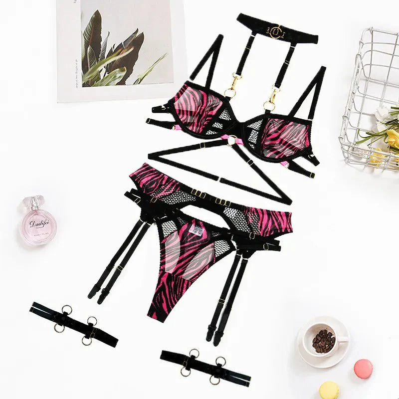 Zyra – Harness-Inspired Contrast Lingerie Set for Women