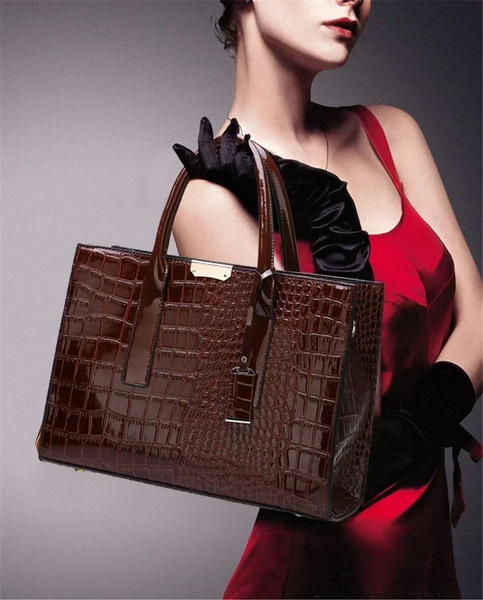 Marin – Croc-Embossed Leather Tote for Women
