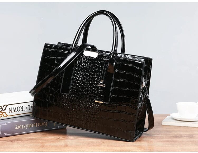 Marin – Croc-Embossed Leather Tote for Women