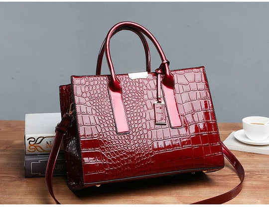 Marin – Croc-Embossed Leather Tote for Women