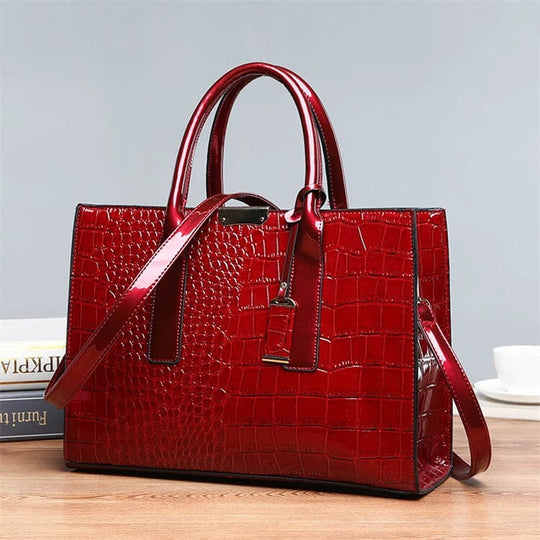 Marin – Croc-Embossed Leather Tote for Women