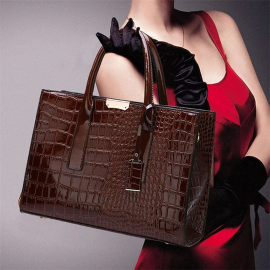 Marin – Croc-Embossed Leather Tote for Women