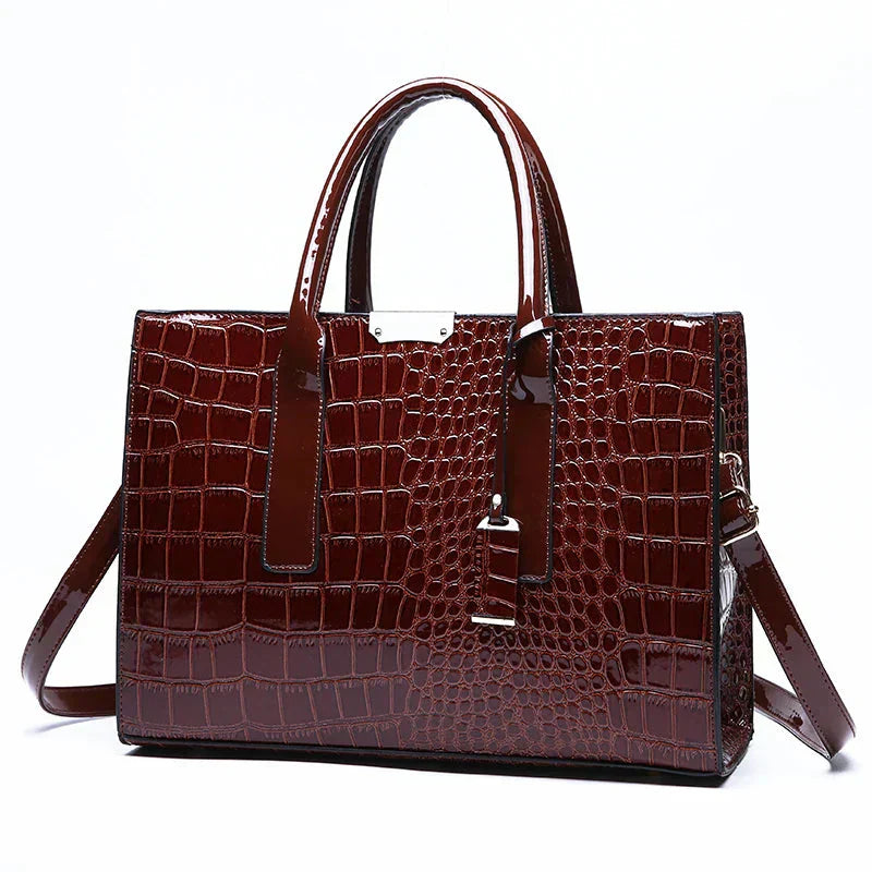 Marin – Croc-Embossed Leather Tote for Women