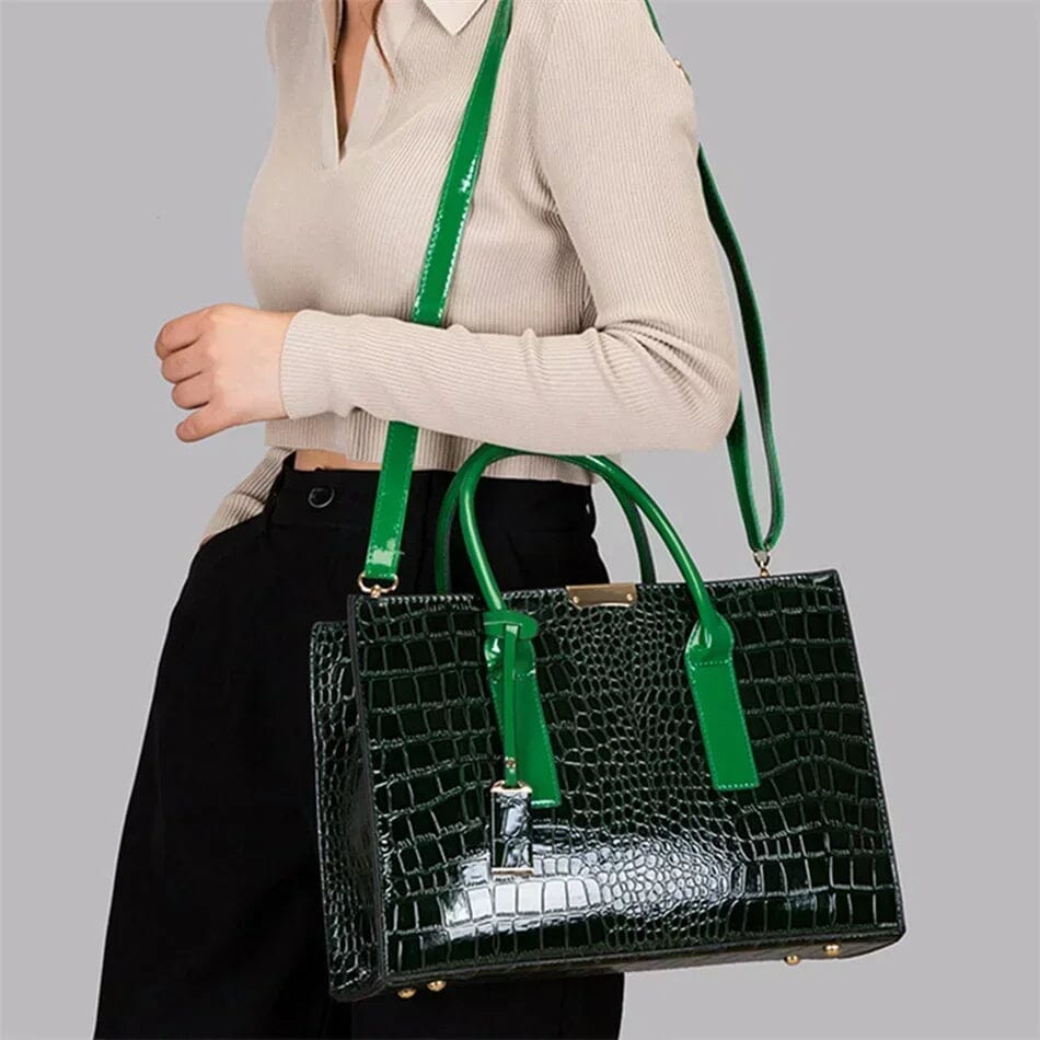 Marin – Croc-Embossed Leather Tote for Women