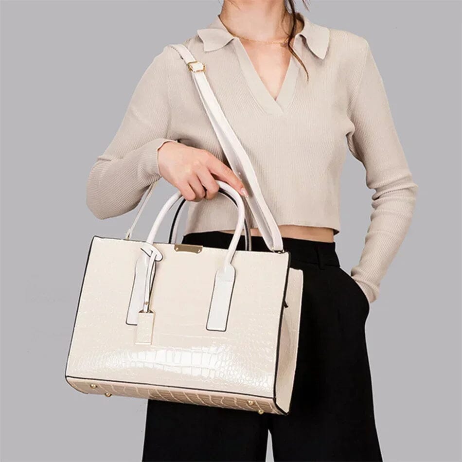 Marin – Croc-Embossed Leather Tote for Women