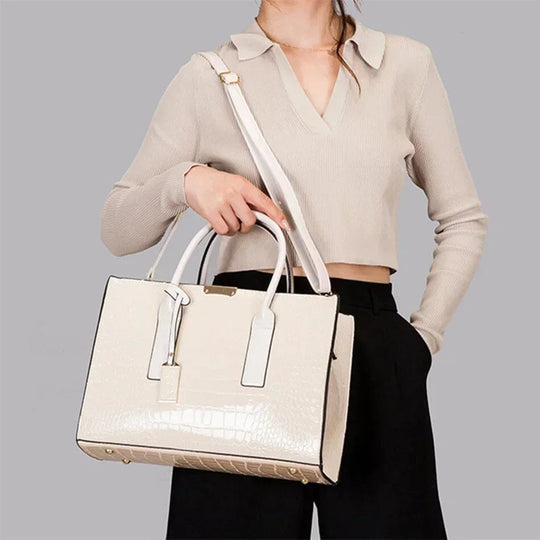 Marin – Croc-Embossed Leather Tote for Women