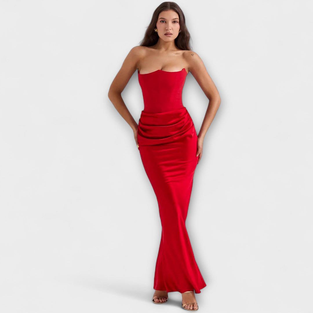 Marielle – Off-the-Shoulder Satin Maxi Dress