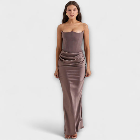 Marielle – Off-the-Shoulder Satin Maxi Dress