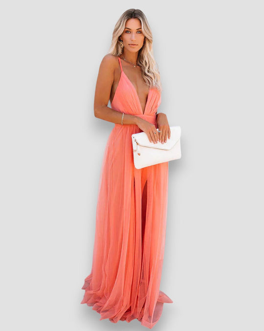 Marla – Backless Chiffon Maxi Dress for Women