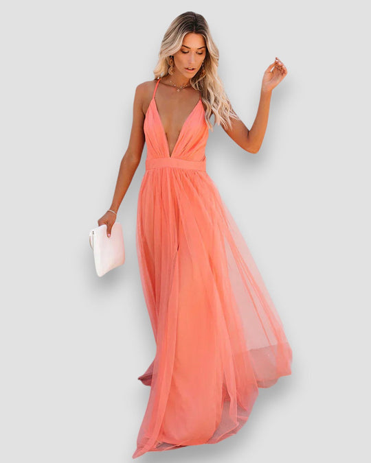 Marla – Backless Chiffon Maxi Dress for Women