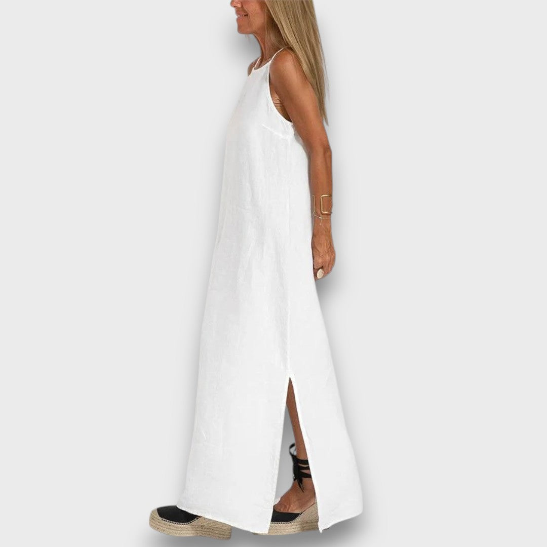 Sena – Linen Dress with Side Slit