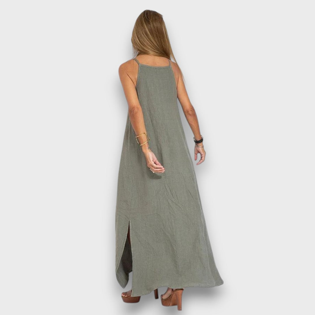 Sena – Linen Dress with Side Slit