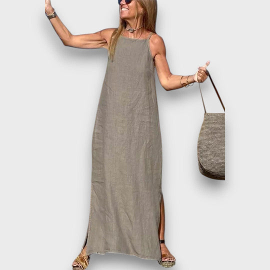 Sena – Linen Dress with Side Slit