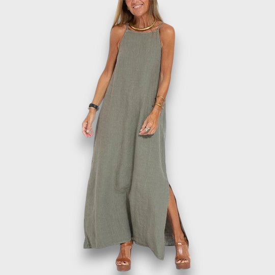 Sena – Linen Dress with Side Slit