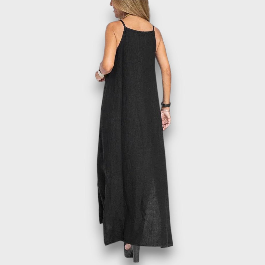 Sena – Linen Dress with Side Slit