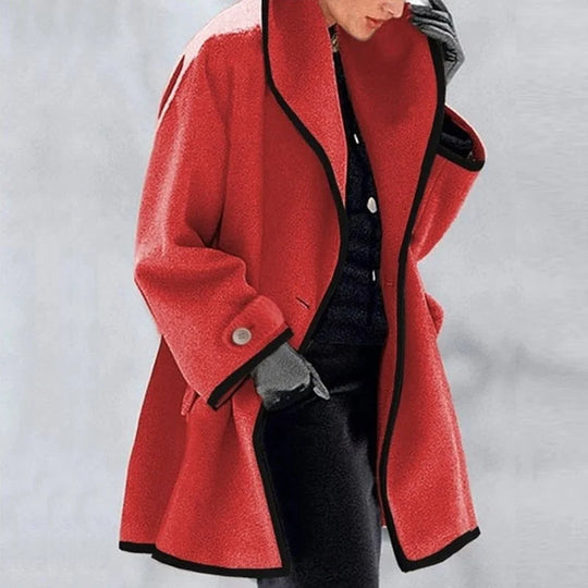 Persephone – Elegant Contrast-Trim Coat for Women